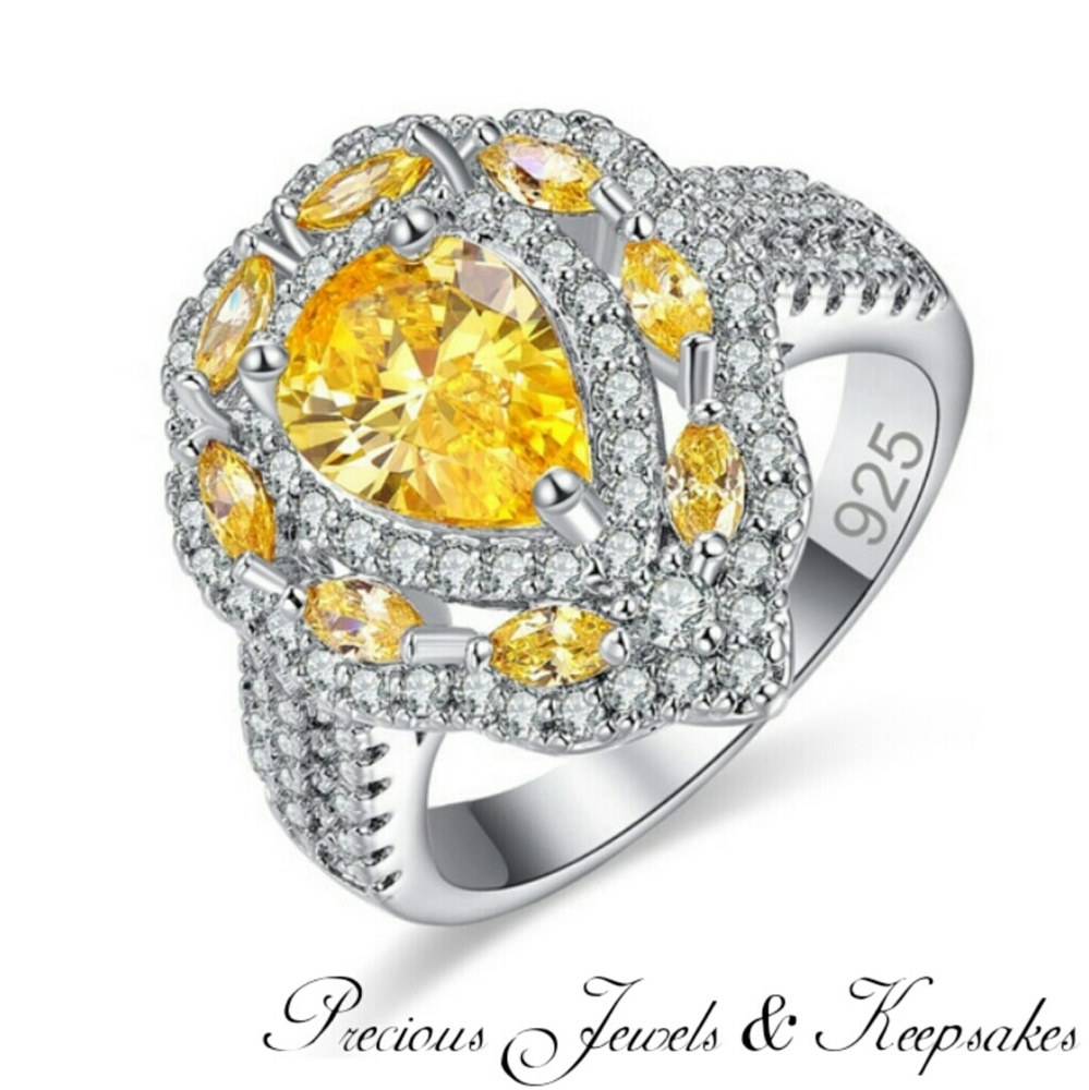 925 Sterling Silver Pear Shape Citrine Gemstone